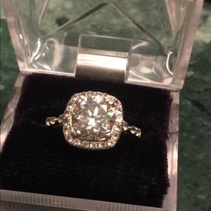 2.50 ct. colorless moissanite halo ring